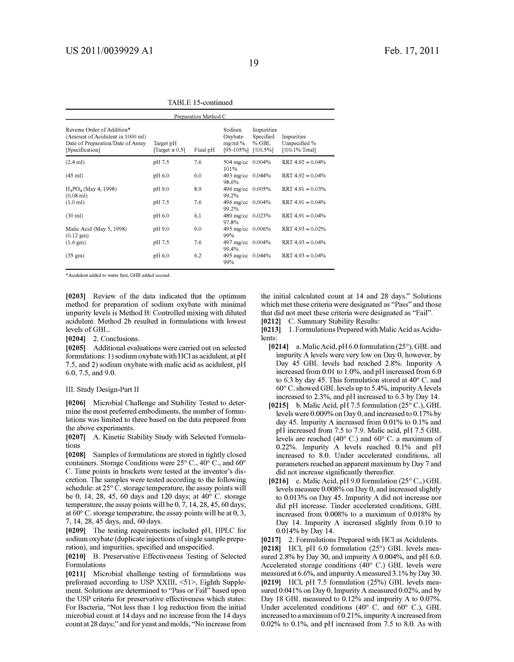 MICROBIOLOGICALLY SOUND AND STABLE SOLUTIONS OF GAMMA-HYDROXYBUTYRATE SALT FOR THE TREATMENT OF NARCOLEPSY - diagram, schematic, and image 21