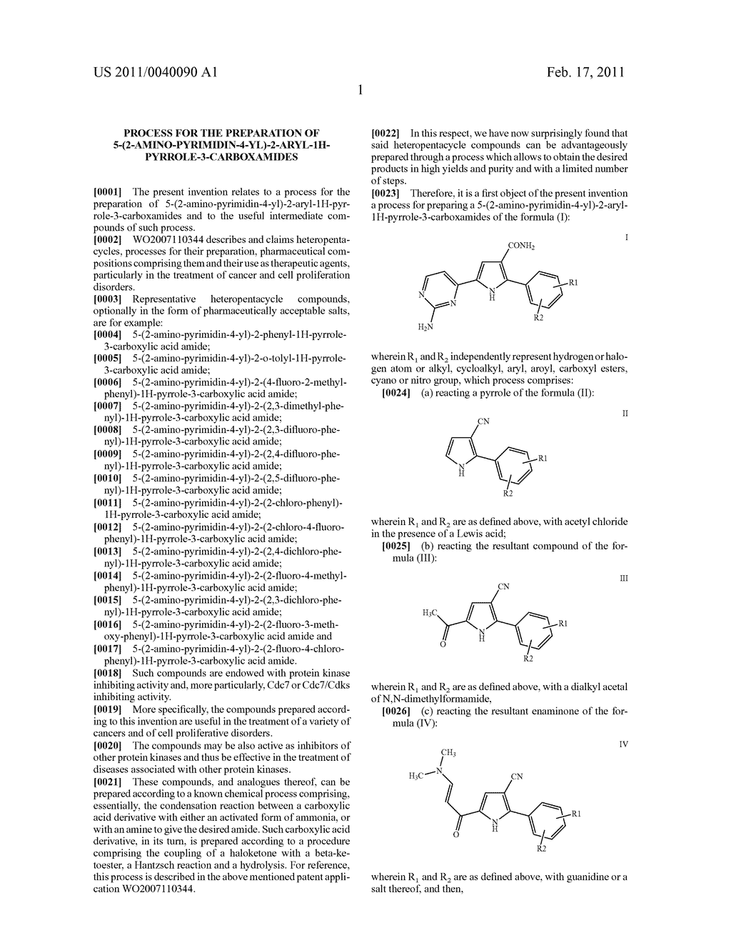 PROCESS FOR THE PREPARATION OF 5-(2-AMINO-PYRIMIDIN-4-YL)-2-ARYL-1H-PYRROLE-3-CARBOXAMIDES - diagram, schematic, and image 02