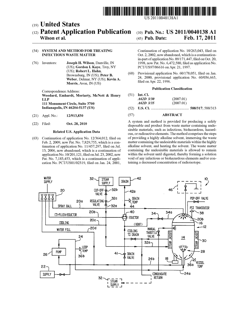 SYSTEM AND METHOD FOR TREATING INFECTIOUS WASTE MATTER - diagram, schematic, and image 01