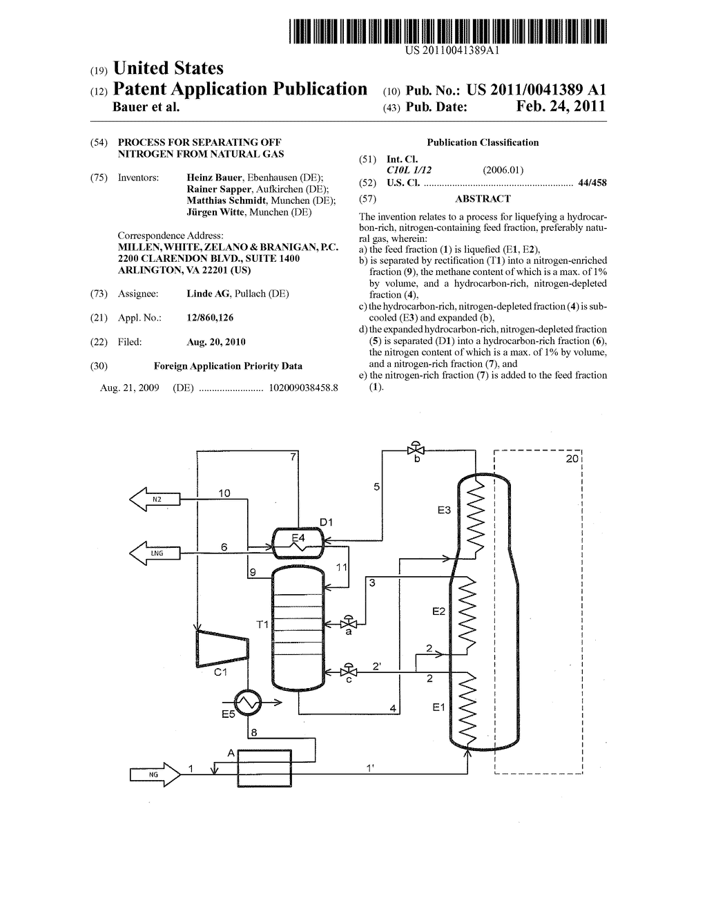 Process for Separating Off Nitrogen from Natural Gas - diagram, schematic, and image 01