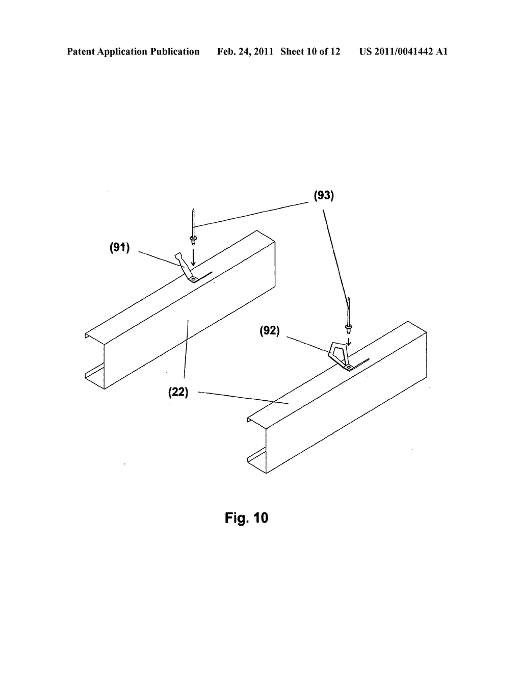 Fastener for lightweight concrete panel and panel assembly - diagram, schematic, and image 11