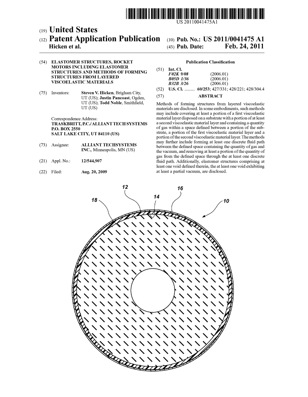 ELASTOMER STRUCTURES, ROCKET MOTORS INCLUDING ELASTOMER STRUCTURES AND METHODS OF FORMING STRUCTURES FROM LAYERED VISCOELASTIC MATERIALS - diagram, schematic, and image 01