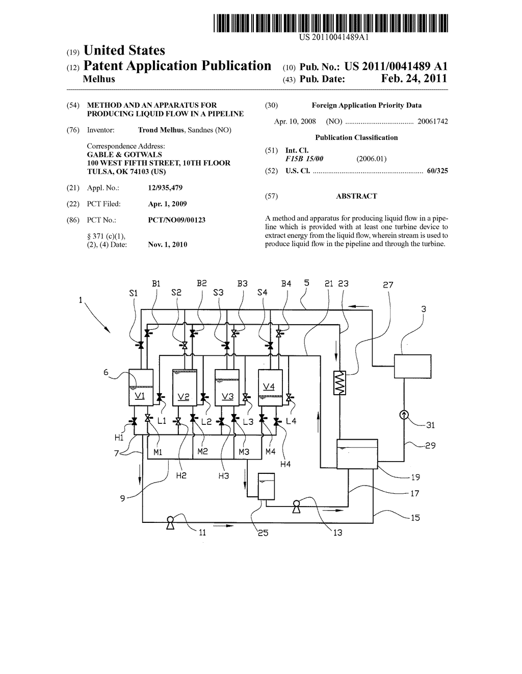  METHOD AND AN APPARATUS FOR PRODUCING LIQUID FLOW IN A PIPELINE - diagram, schematic, and image 01