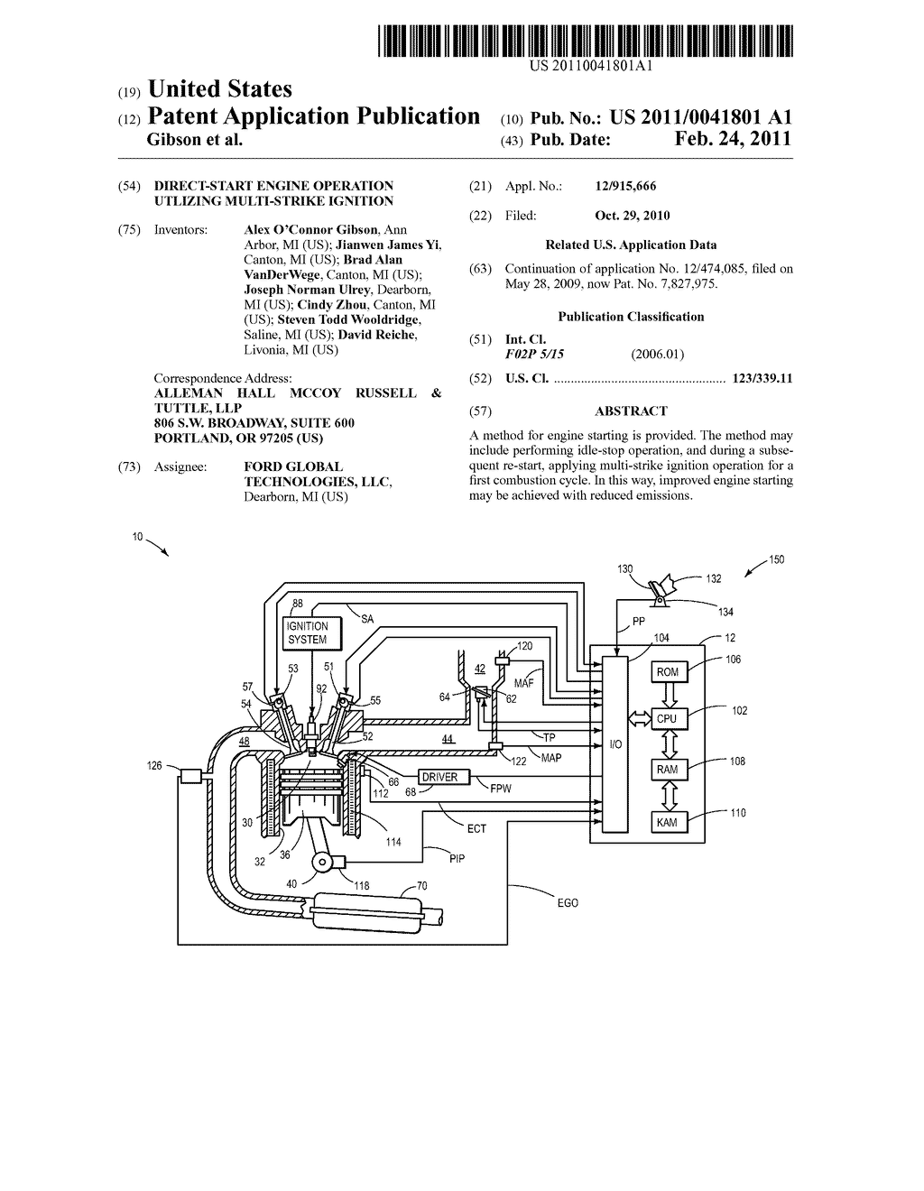 DIRECT-START ENGINE OPERATION UTLIZING MULTI-STRIKE IGNITION - diagram, schematic, and image 01