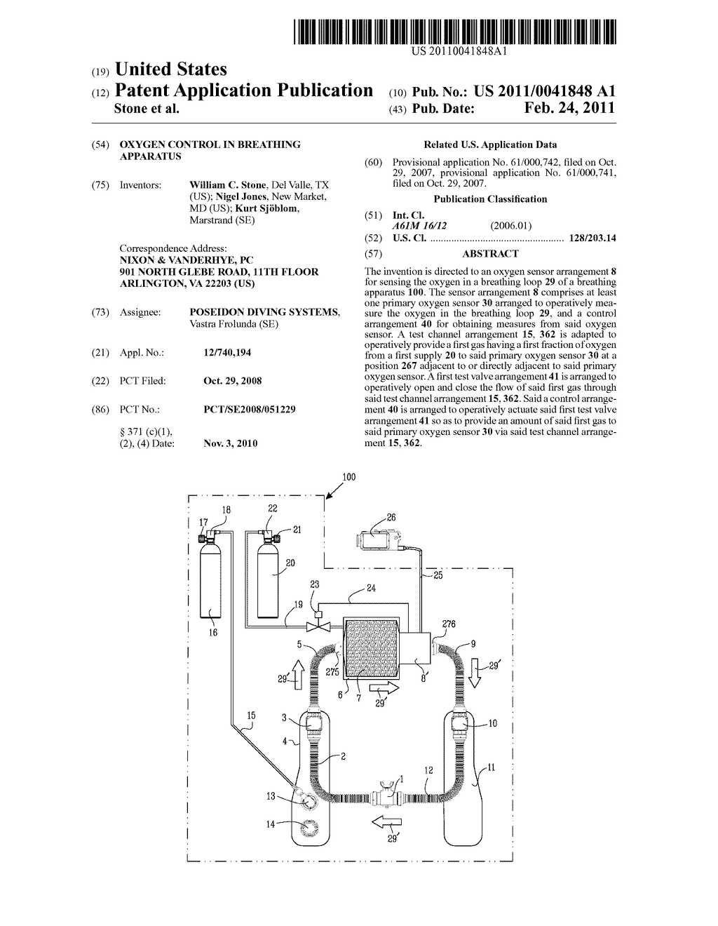 OXYGEN CONTROL IN BREATHING APPARATUS - diagram, schematic, and image 01