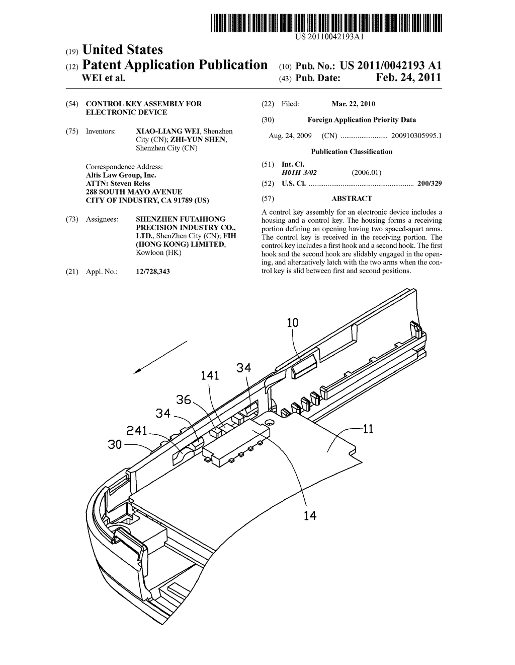 CONTROL KEY ASSEMBLY FOR ELECTRONIC DEVICE - diagram, schematic, and image 01