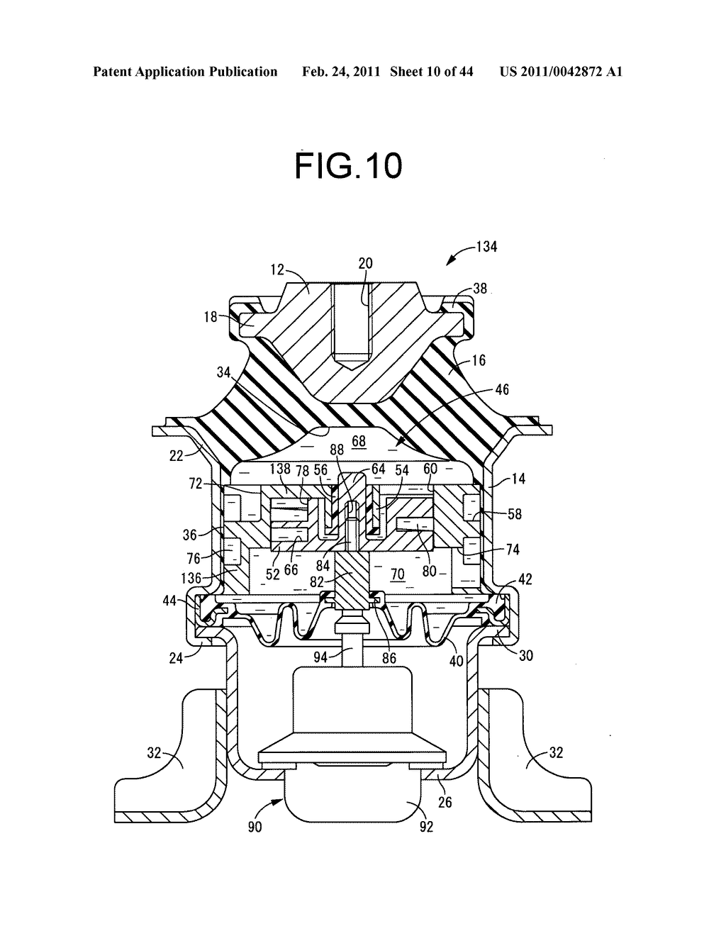 FLUID-FILLED VIBRATION DAMPING DEVICE AND CONTROL METHOD OF THE DEVICE USED AS ENGINE MOUNT - diagram, schematic, and image 11