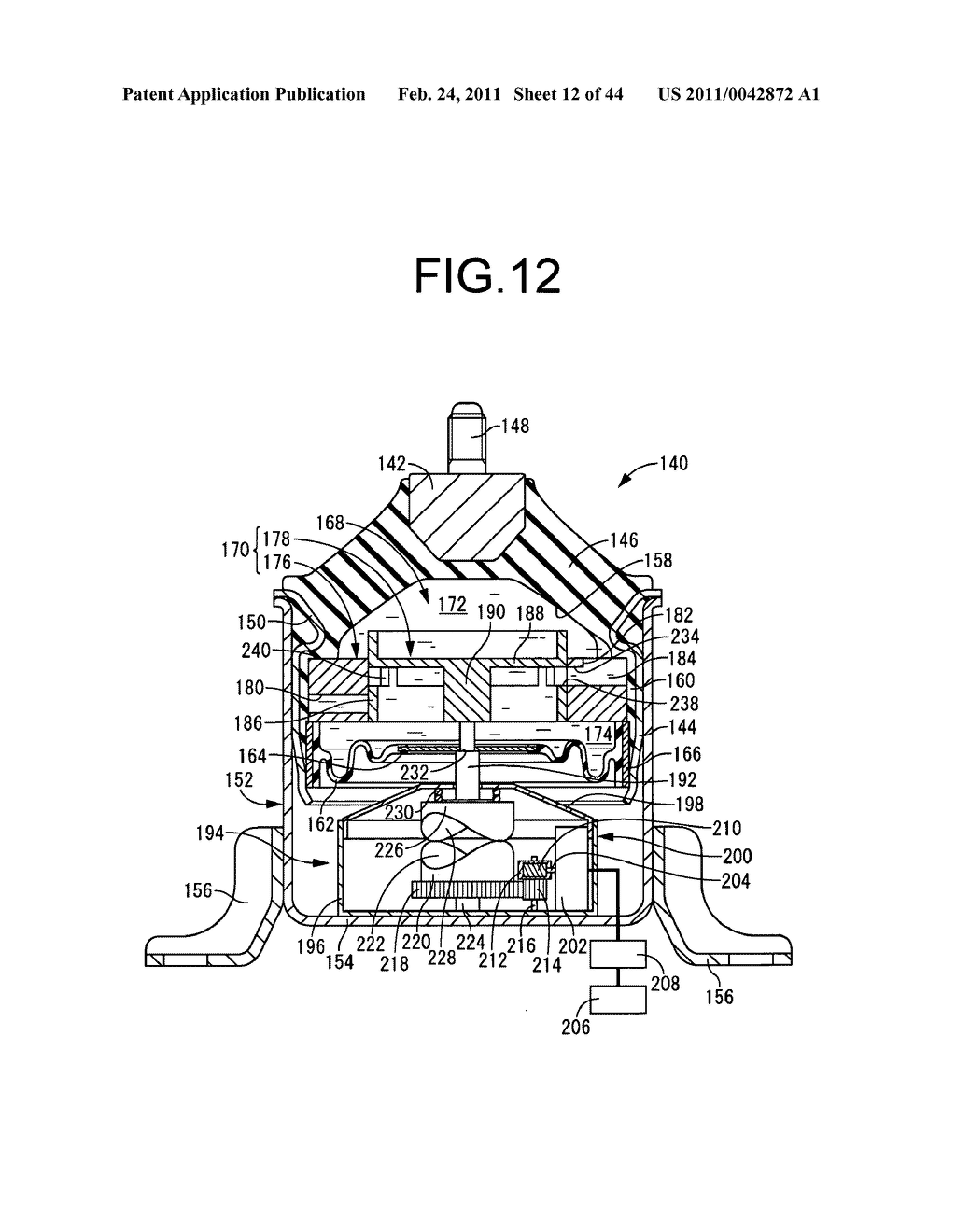 FLUID-FILLED VIBRATION DAMPING DEVICE AND CONTROL METHOD OF THE DEVICE USED AS ENGINE MOUNT - diagram, schematic, and image 13