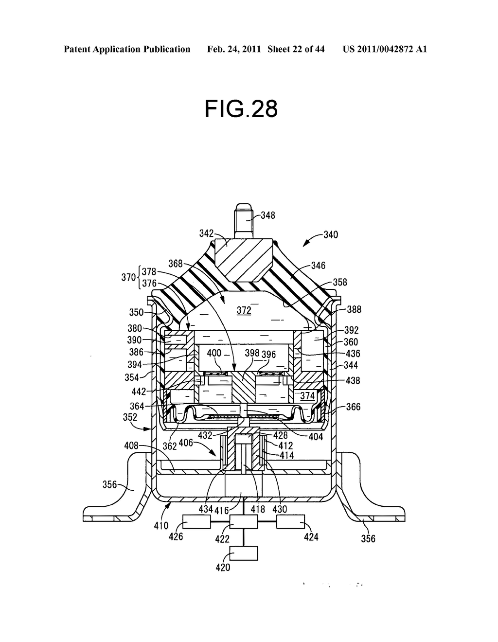 FLUID-FILLED VIBRATION DAMPING DEVICE AND CONTROL METHOD OF THE DEVICE USED AS ENGINE MOUNT - diagram, schematic, and image 23