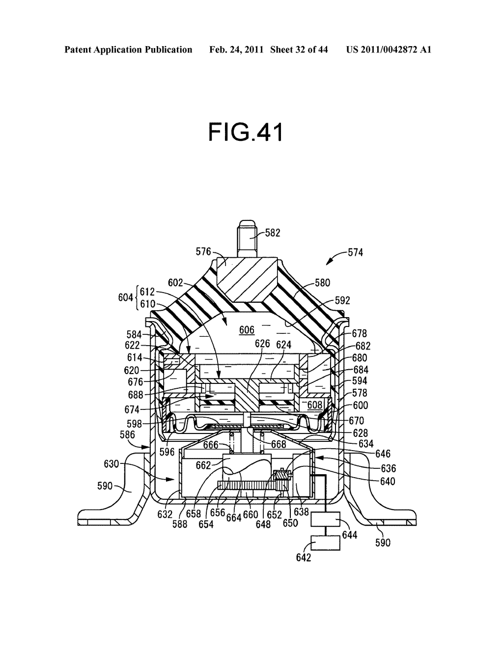 FLUID-FILLED VIBRATION DAMPING DEVICE AND CONTROL METHOD OF THE DEVICE USED AS ENGINE MOUNT - diagram, schematic, and image 33