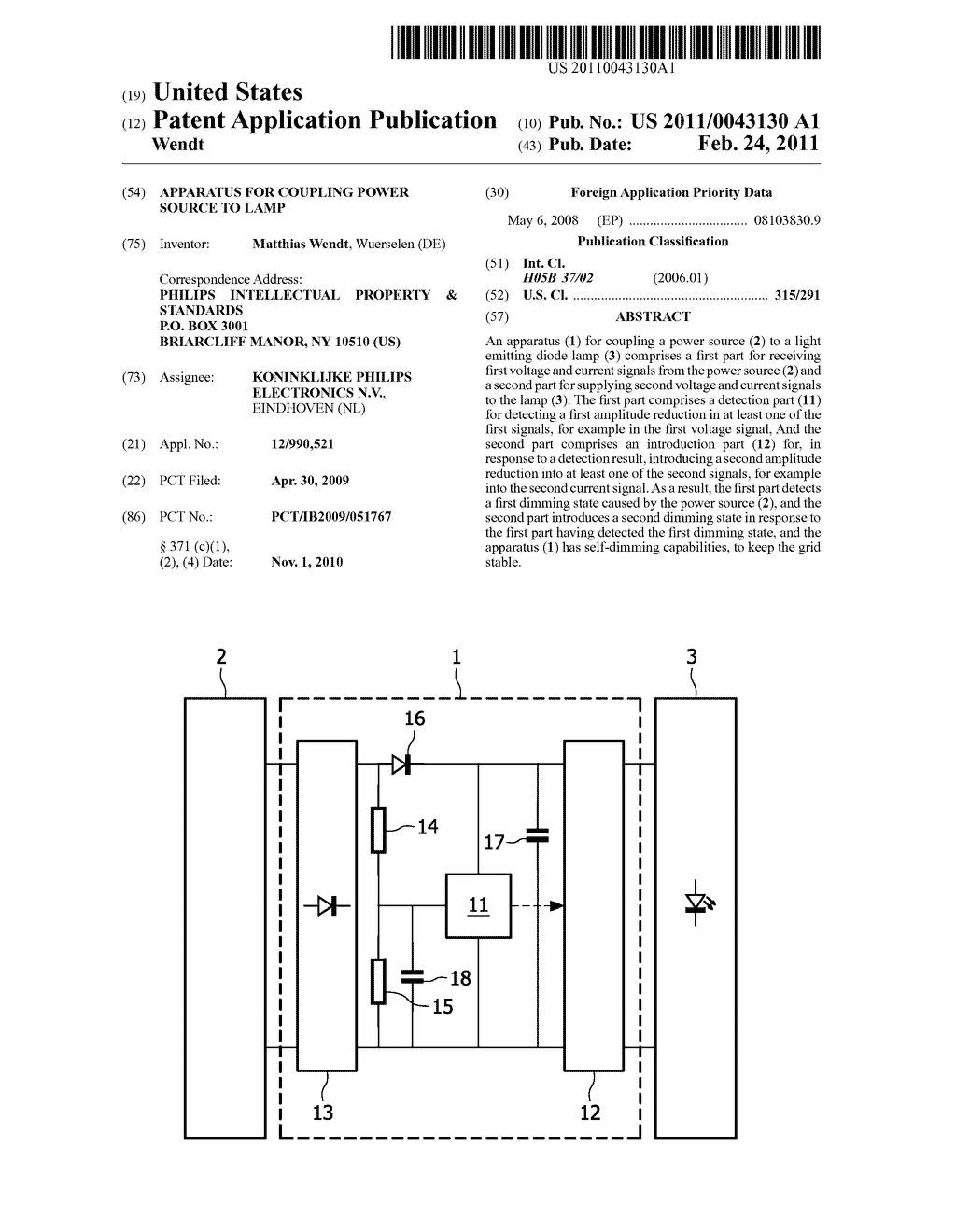 APPARATUS FOR COUPLING POWER SOURCE TO LAMP - diagram, schematic, and image 01