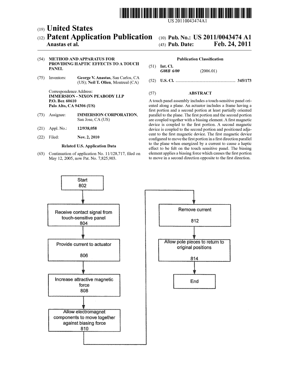 Method And Apparatus For Providing Haptic Effects To A Touch Panel - diagram, schematic, and image 01