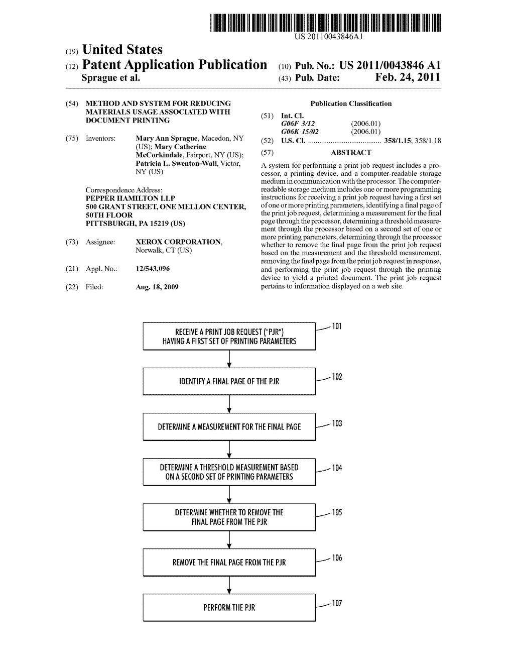 METHOD AND SYSTEM FOR REDUCING MATERIALS USAGE ASSOCIATED WITH DOCUMENT PRINTING - diagram, schematic, and image 01