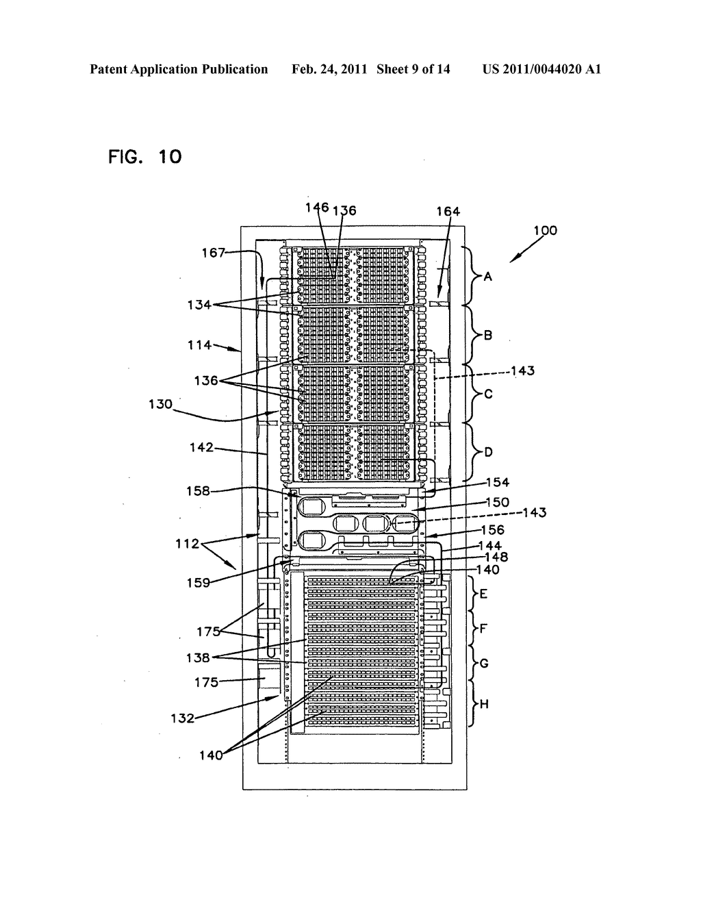 Cable management arrangement for a telecommunications cabinet - diagram, schematic, and image 10