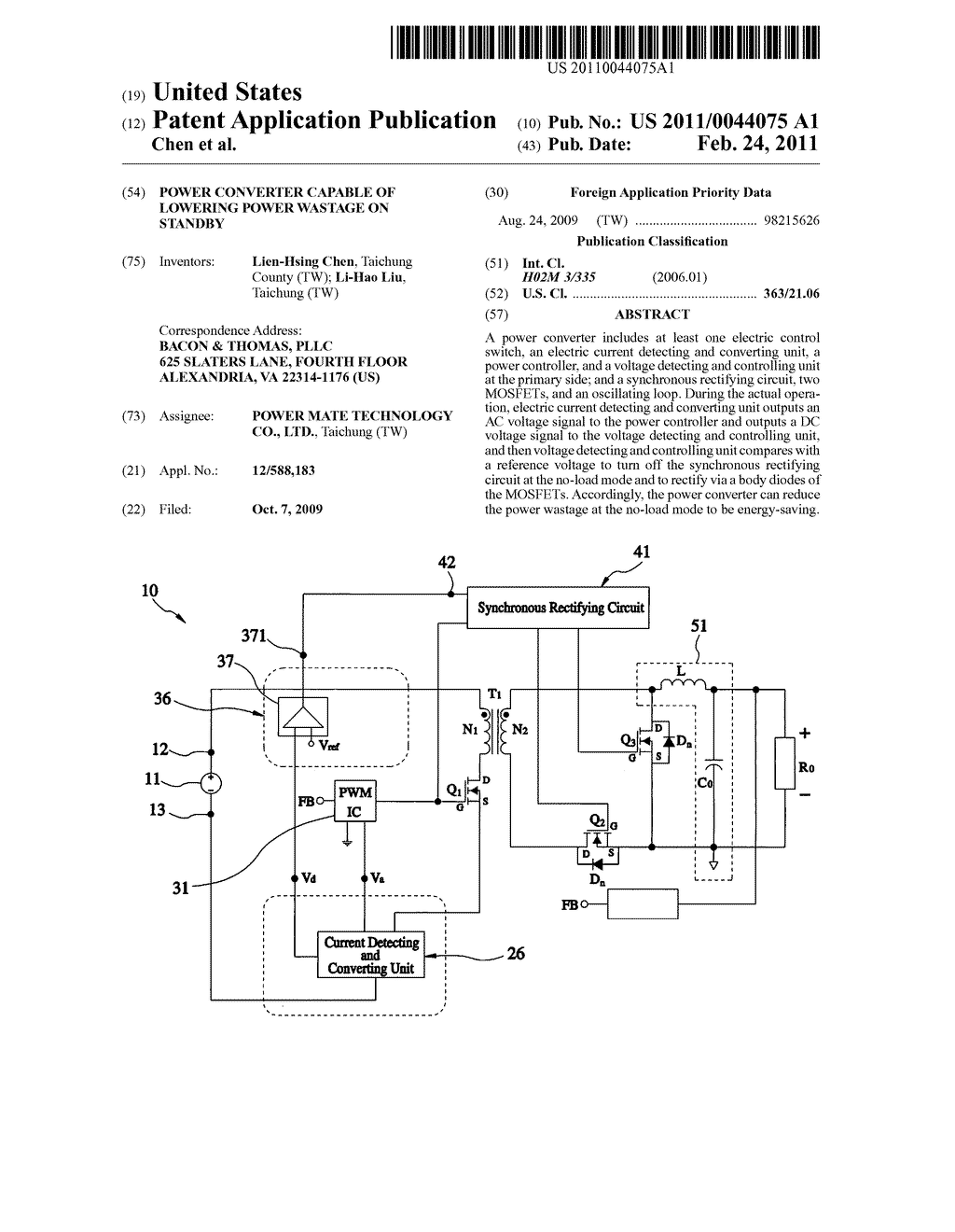 POWER CONVERTER CAPABLE OF LOWERING POWER WASTAGE ON STANDBY - diagram, schematic, and image 01