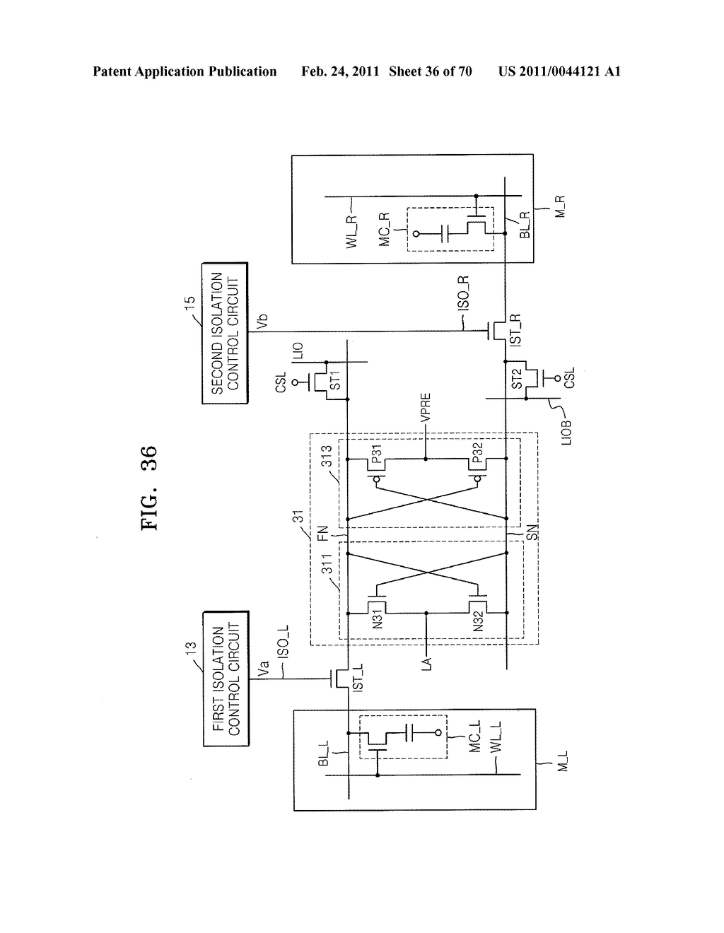 SEMICONDUCTOR MEMORY DEVICE HAVING DEVICE FOR CONTROLLING BIT LINE LOADING AND IMPROVING SENSING EFFICIENCY OF BIT LINE SENSE AMPLIFIER - diagram, schematic, and image 37