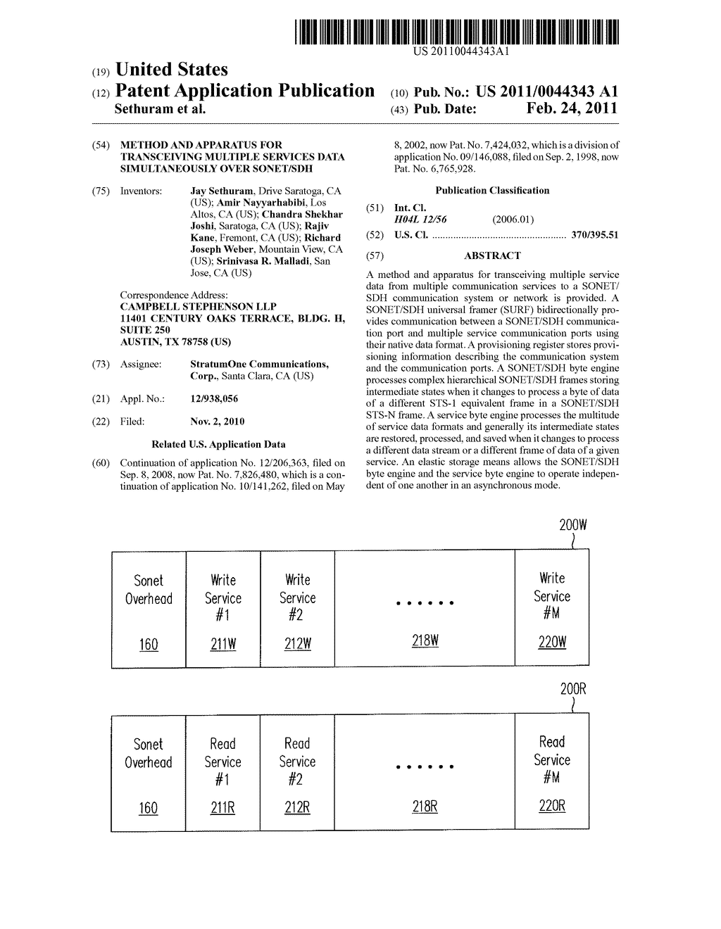 Method and Apparatus for Transceiving Multiple Services Data Simultaneously Over SONET/SDH - diagram, schematic, and image 01