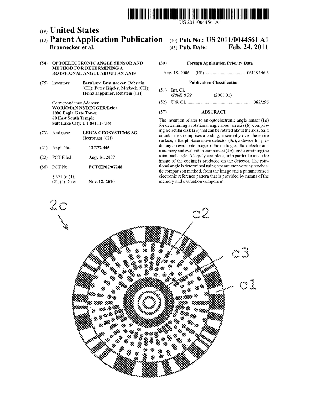 OPTOELECTRONIC ANGLE SENSOR AND METHOD FOR DETERMINING A ROTATIONAL ANGLE ABOUT AN AXIS - diagram, schematic, and image 01