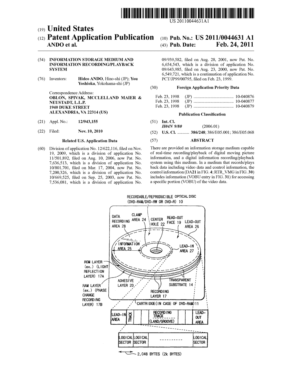 INFORMATION STORAGE MEDIUM AND INFORMATION RECORDING/PLAYBACK SYSTEM - diagram, schematic, and image 01