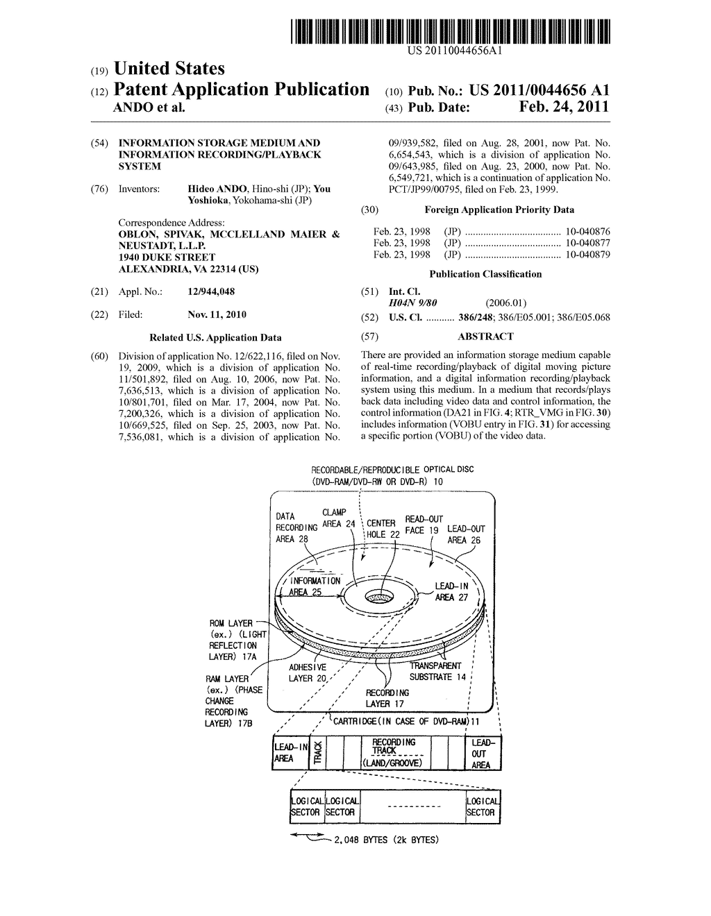 INFORMATION STORAGE MEDIUM AND INFORMATION RECORDING/PLAYBACK SYSTEM - diagram, schematic, and image 01