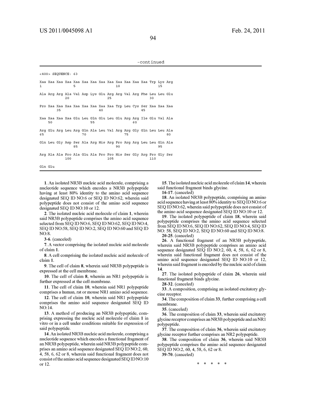 EXCITATORY GLYCINE RECEPTORS AND METHODS - diagram, schematic, and image 112