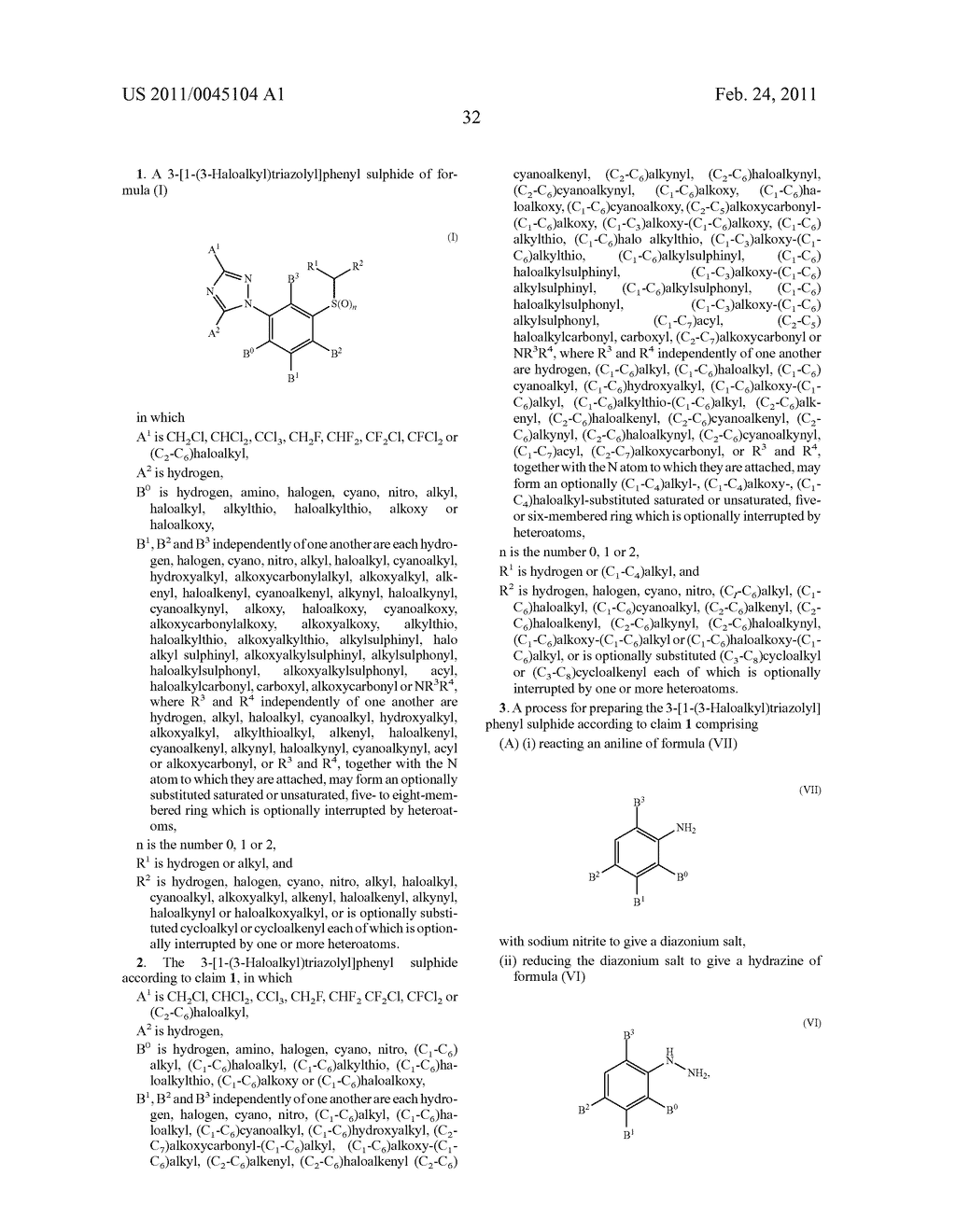 3-[1-(3-Haloalkyl)triazolyl]phenyl sulphide derivatives as acaricides and insecticides - diagram, schematic, and image 33