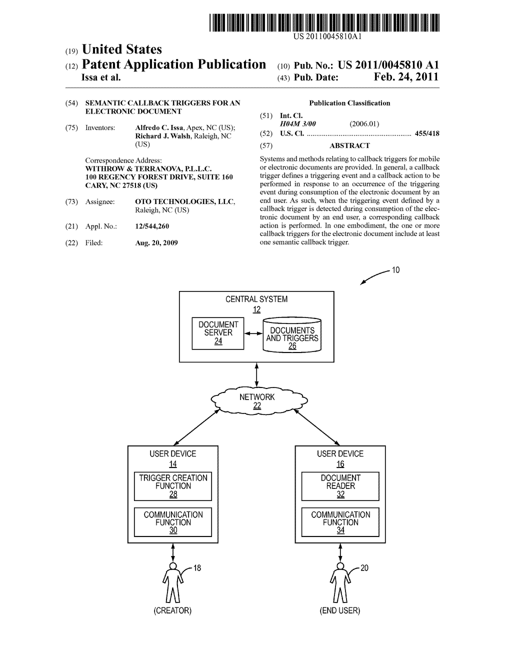 SEMANTIC CALLBACK TRIGGERS FOR AN ELECTRONIC DOCUMENT - diagram, schematic, and image 01