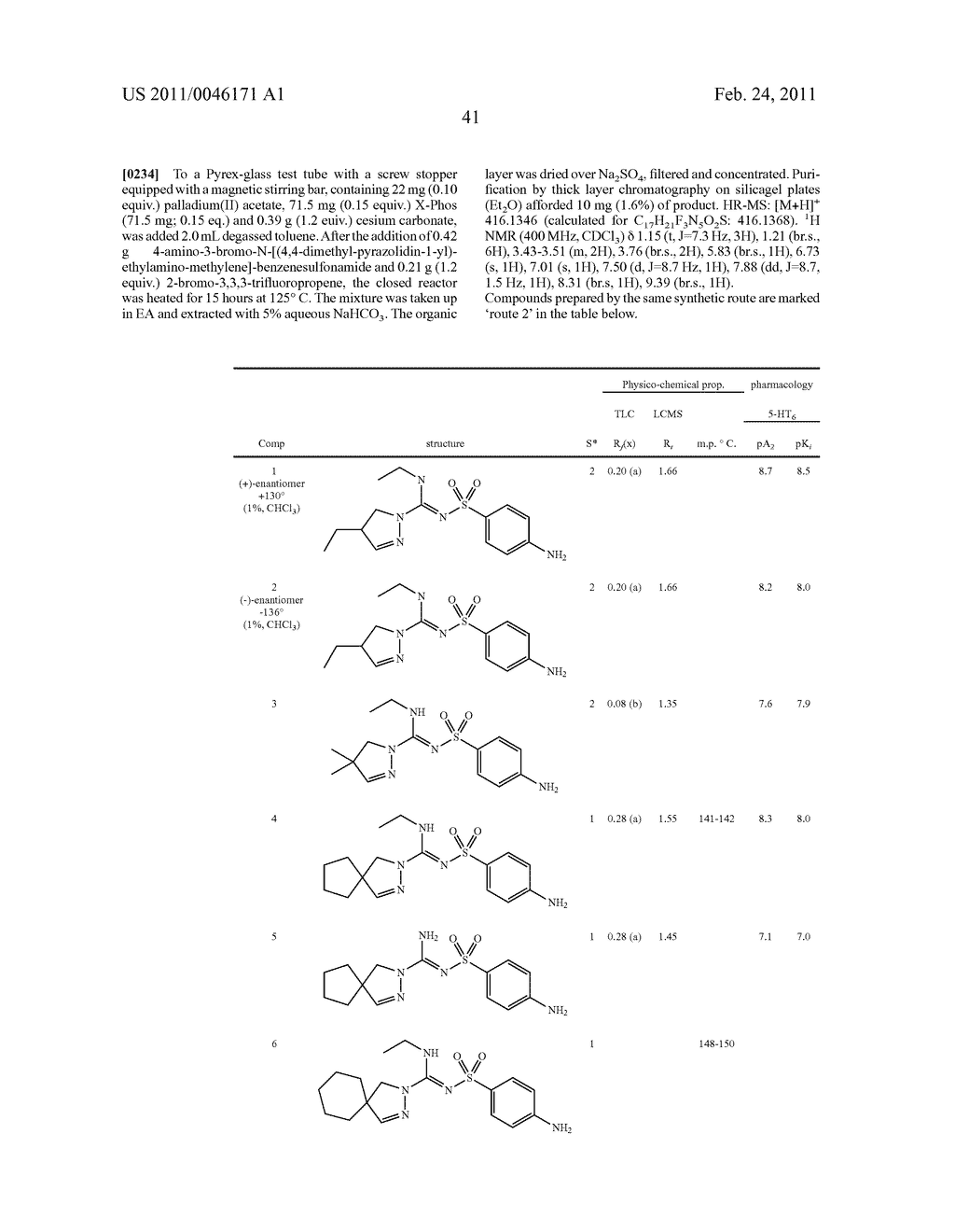 ARYLSULFONYL PYRAZOLINE CARBOXAMIDINE DERIVATIVES AS 5-HT6 ANTAGONISTS - diagram, schematic, and image 42