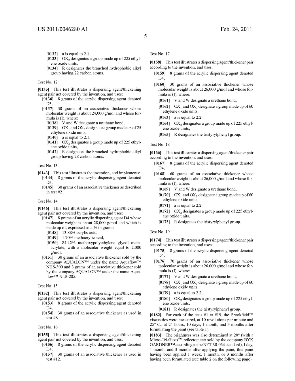 USE OF AN ACRYLIC DISPERSING AGENT - ASSOCIATIVE THICKENER PAIR IN AN ALKIDE PAINT FOR IMPROVING THE RETENTION OF ITS BRIGHTNESS LEVEL - diagram, schematic, and image 06