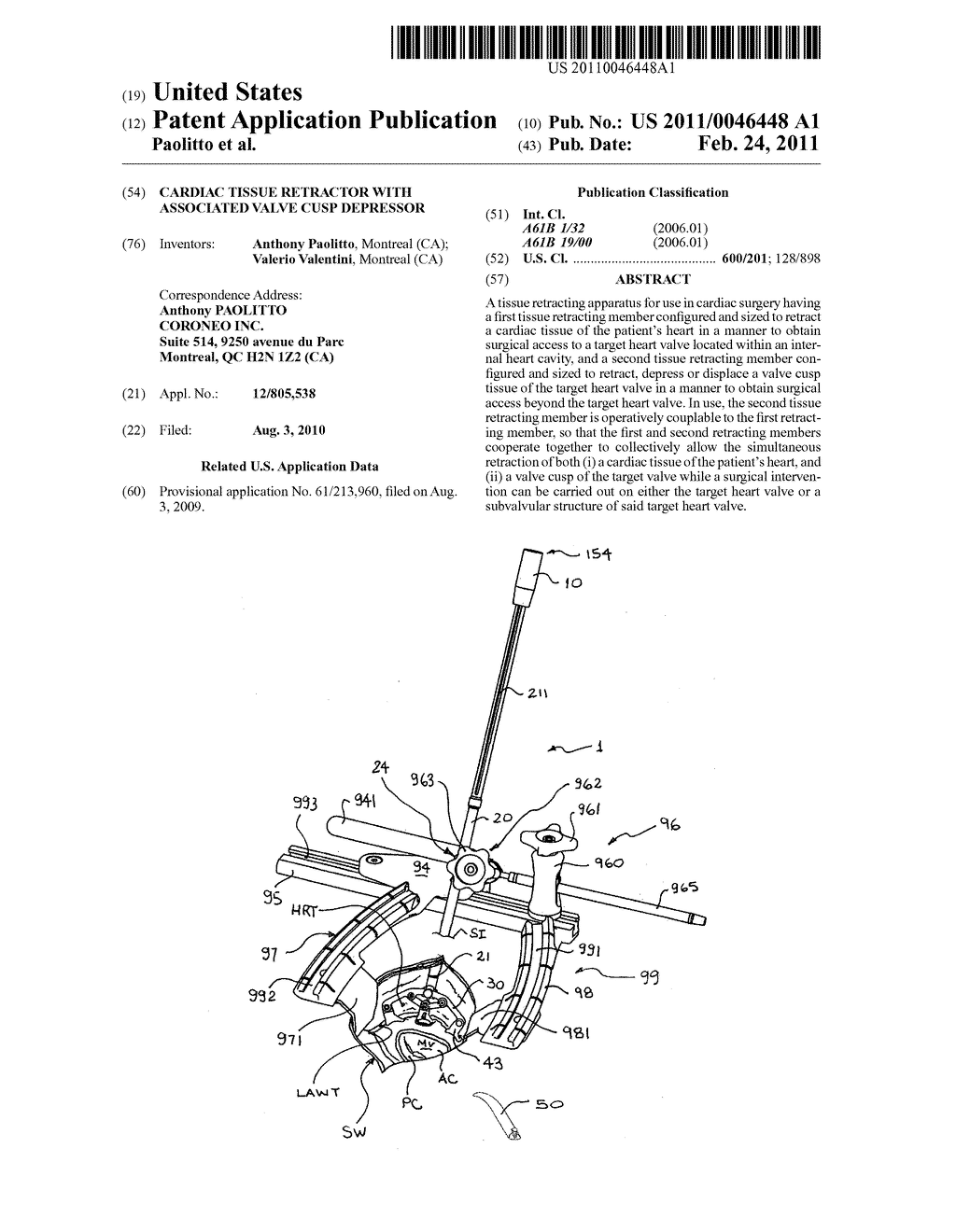 Cardiac tissue retractor with associated valve cusp depressor - diagram, schematic, and image 01