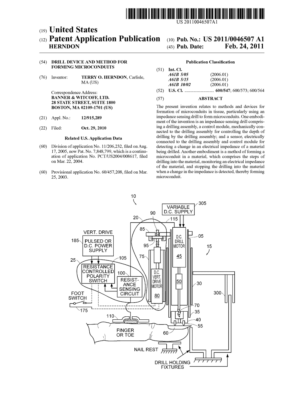 DRILL DEVICE AND METHOD FOR FORMING MICROCONDUITS - diagram, schematic, and image 01