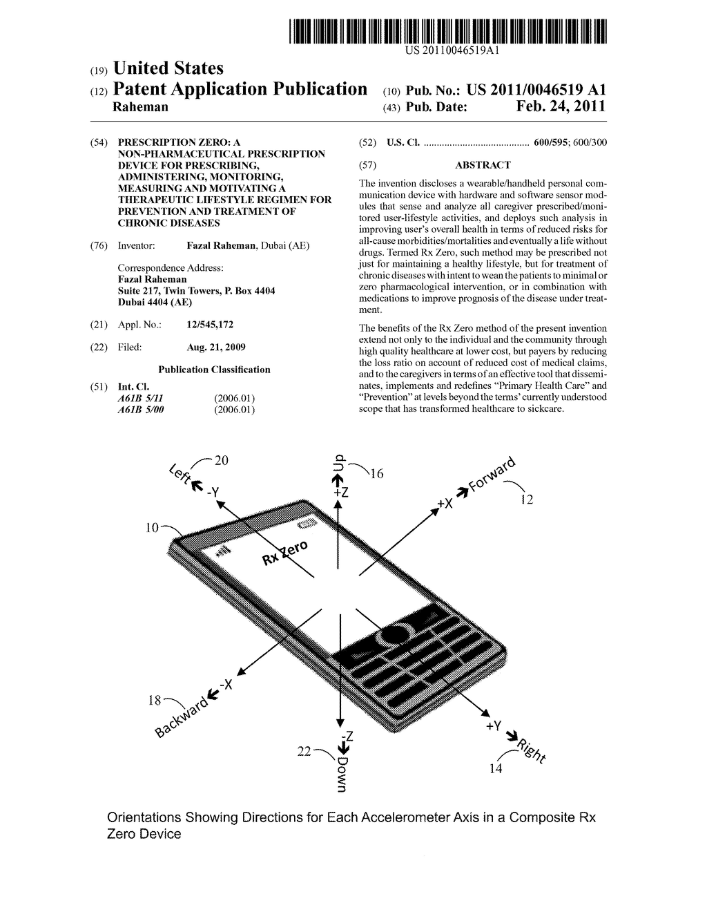 Prescription Zero: A non-pharmaceutical prescription device for prescribing, administering, monitoring, measuring and motivating a therapeutic lifestyle regimen for prevention and treatment of chronic diseases - diagram, schematic, and image 01