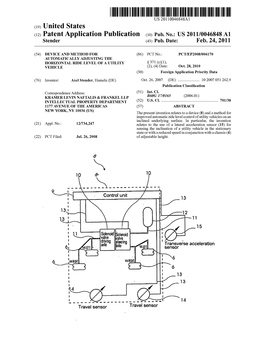 DEVICE AND METHOD FOR AUTOMATICALLY ADJUSTING THE HORIZONTAL RIDE LEVEL OF A UTILITY VEHICLE - diagram, schematic, and image 01