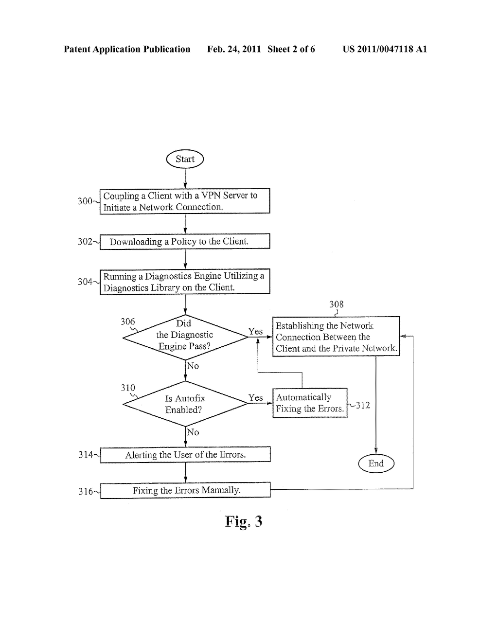 SECURE VIRTUAL PRIVATE NETWORK UTILIZING A DIAGNOSTICS POLICY AND DIAGNOSTICS ENGINE TO ESTABLISH A SECURE NETWORK CONNECTION - diagram, schematic, and image 03