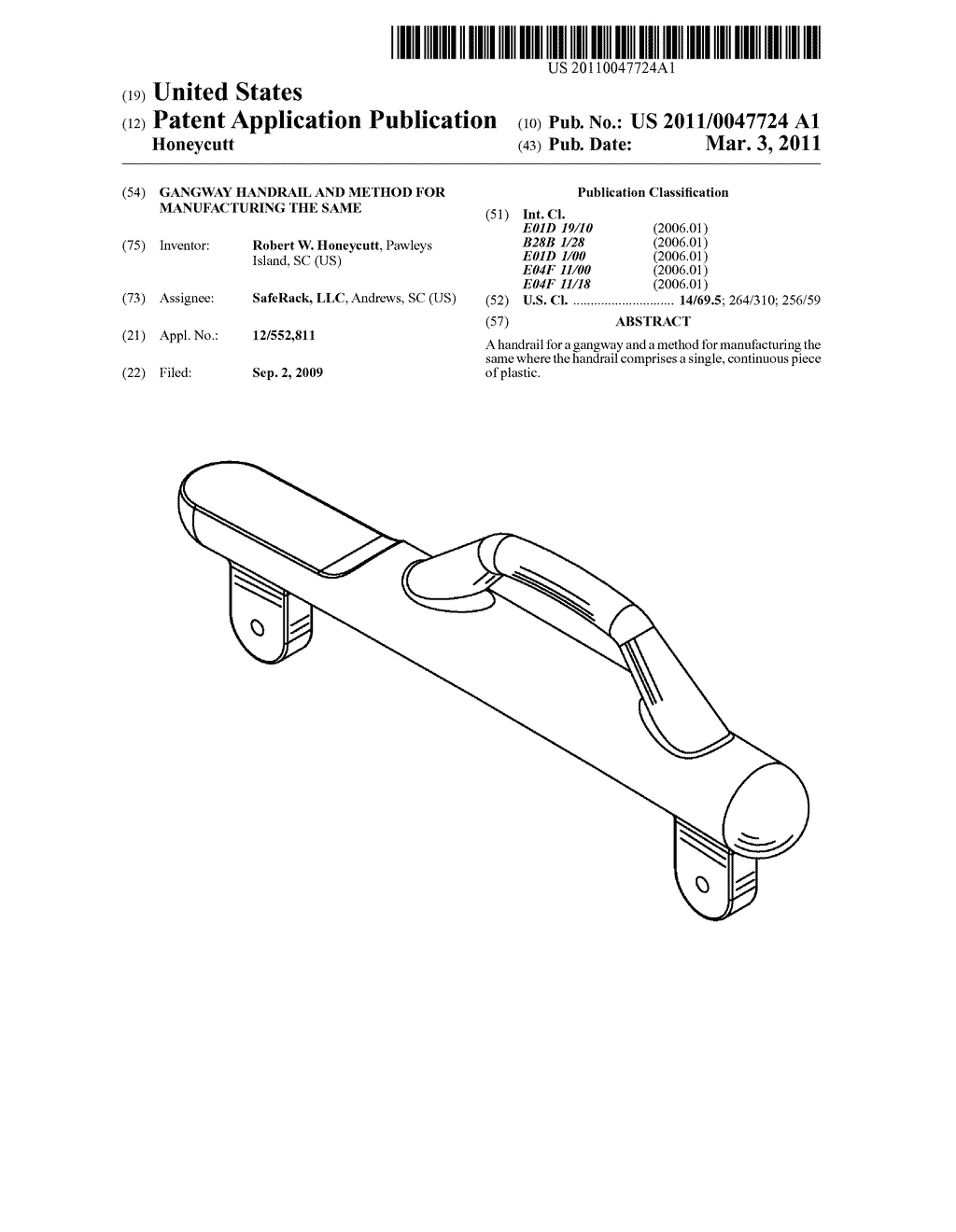 GANGWAY HANDRAIL AND METHOD FOR MANUFACTURING THE SAME - diagram, schematic, and image 01