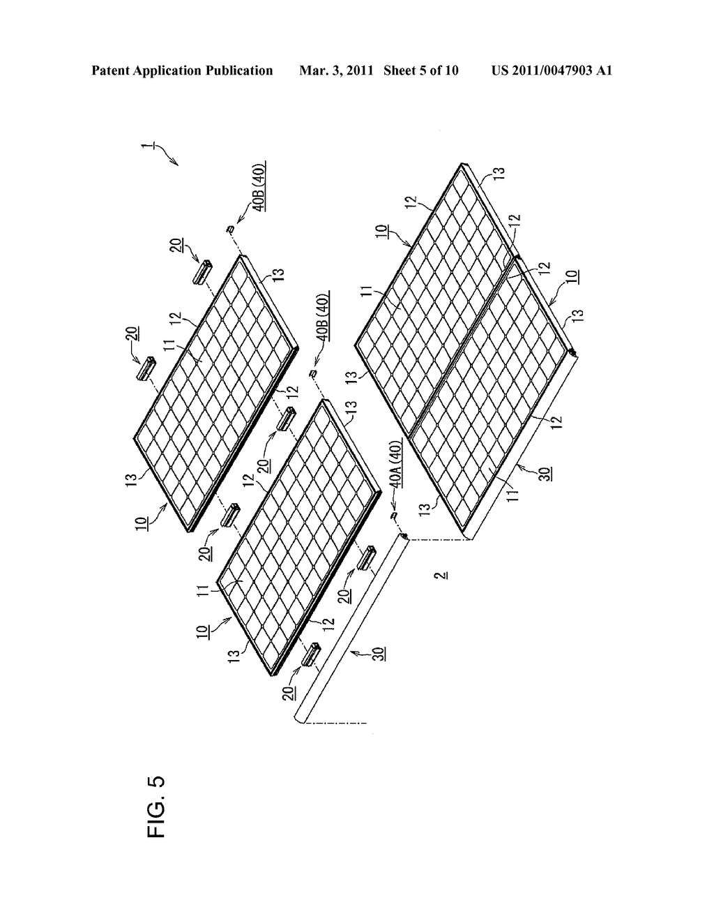 STRUCTURE FOR SECURING SOLAR CELL MODULES AND FRAME AND SECURING MEMBER FOR SOLAR CELL MODULES - diagram, schematic, and image 06