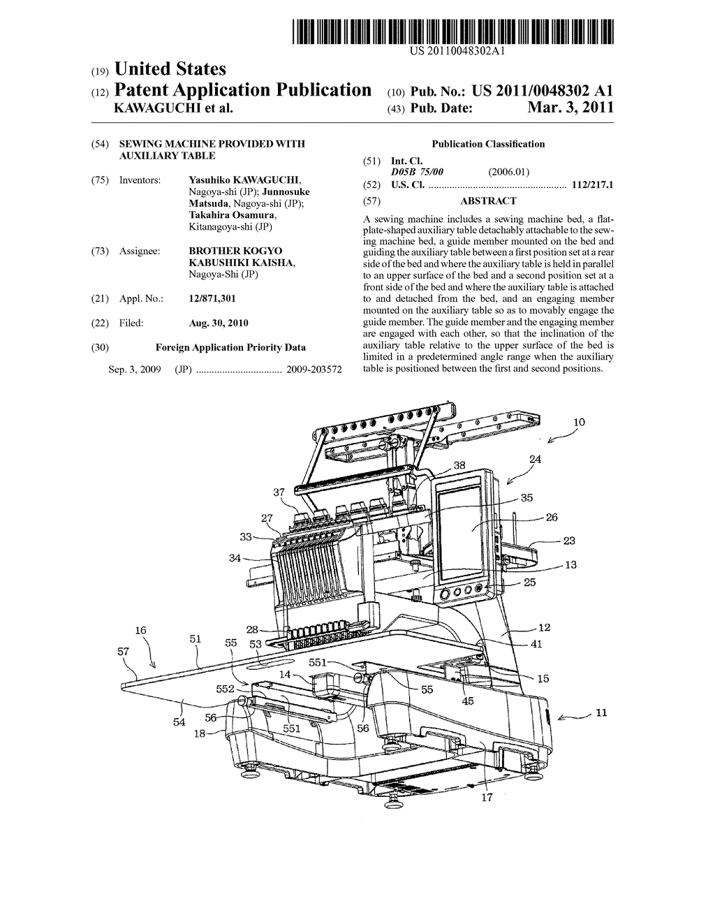 SEWING MACHINE PROVIDED WITH AUXILIARY TABLE - diagram, schematic, and image 01