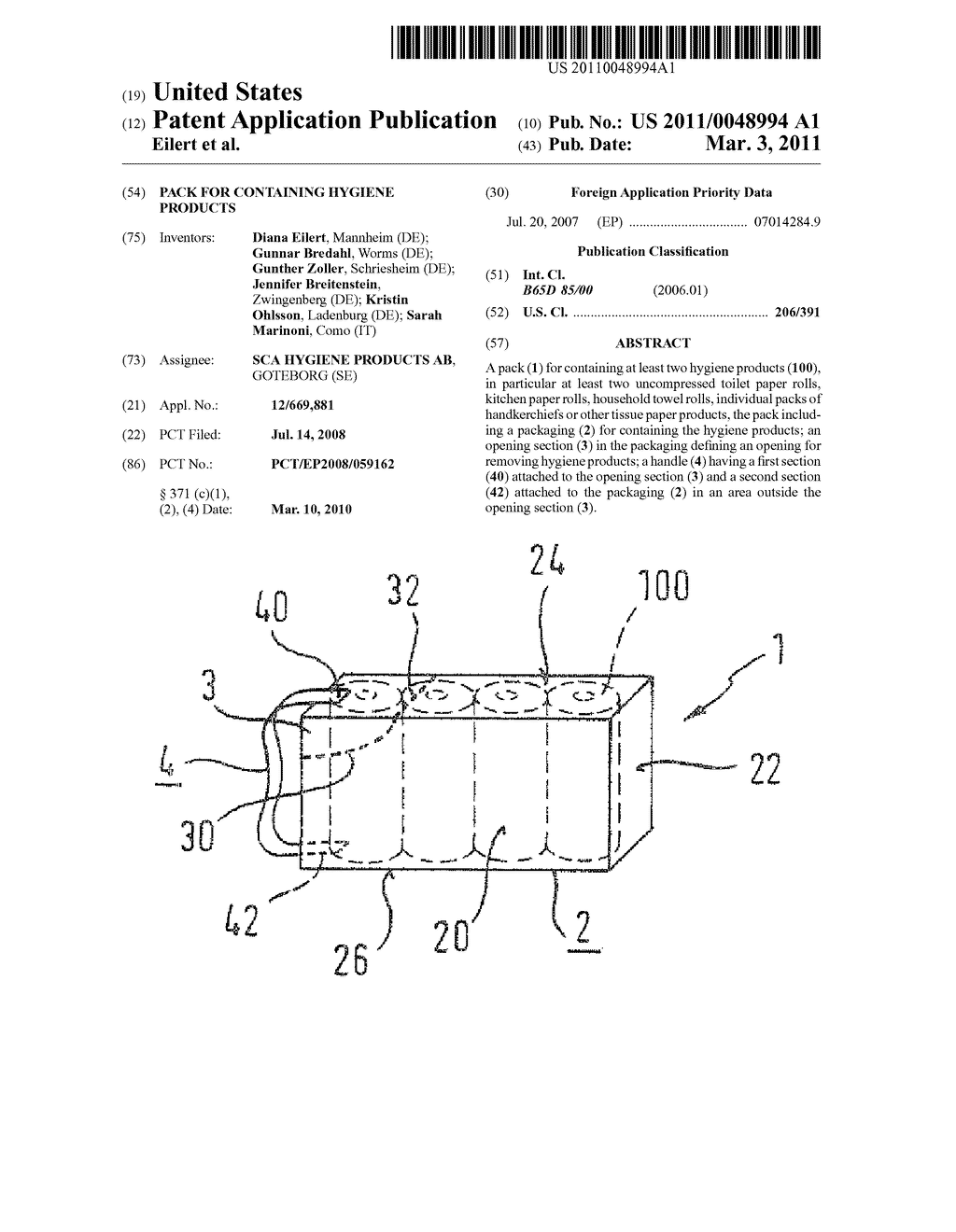 PACK FOR CONTAINING HYGIENE PRODUCTS - diagram, schematic, and image 01