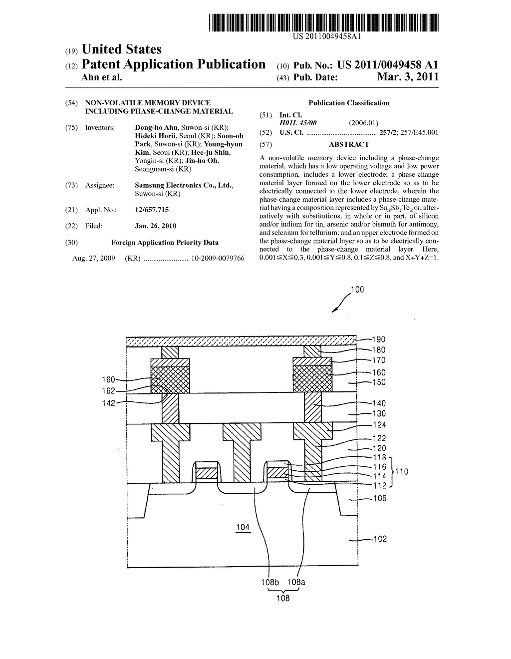 Non-volatile memory device including phase-change material - diagram, schematic, and image 01