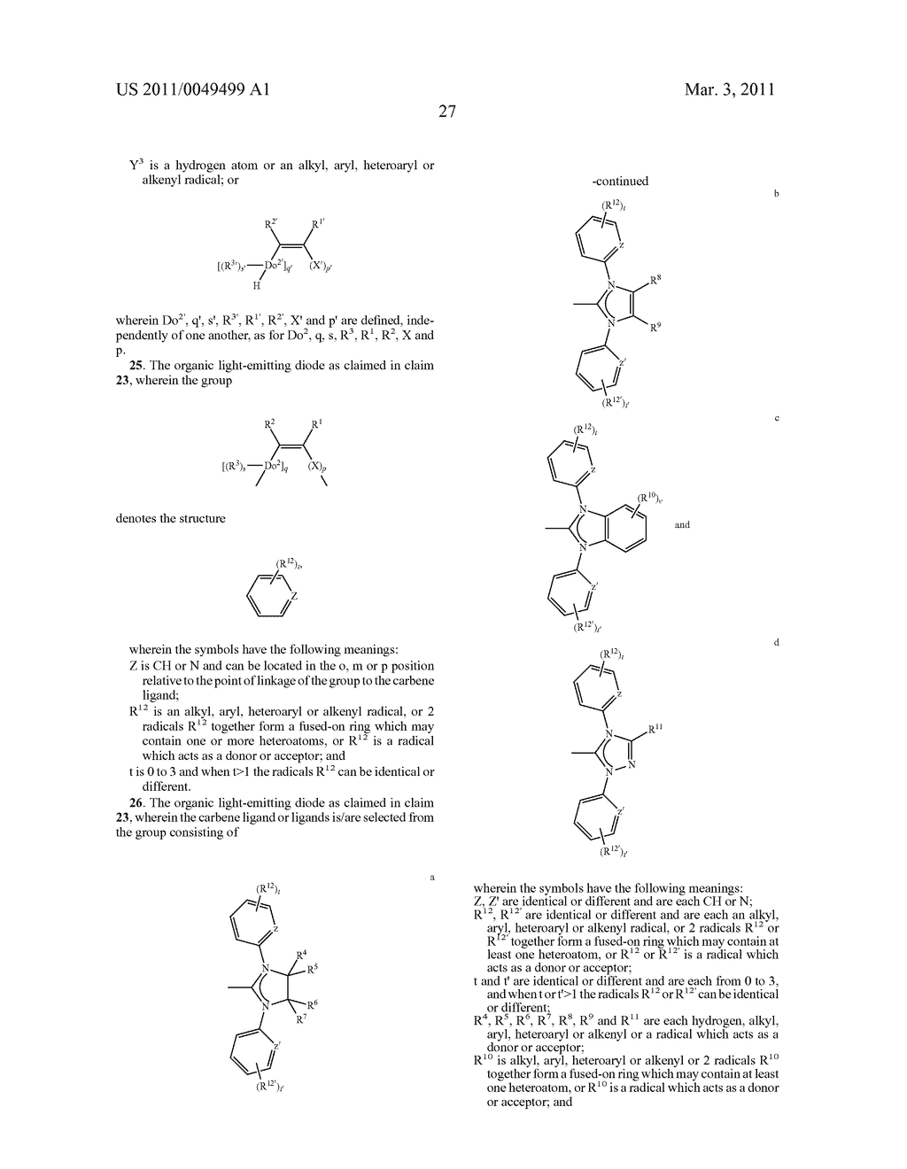 TRANSITION METAL COMPLEXES COMPRISING CARBENE LIGANDS SERVING AS EMITTERS FOR ORGANIC LIGHT-EMITTING DIODES (OLED'S) - diagram, schematic, and image 30