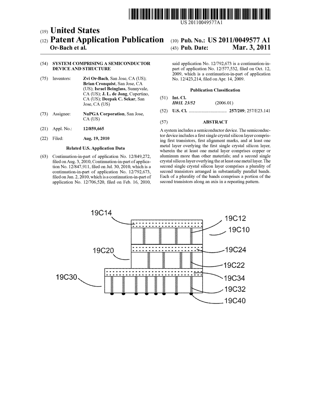 SYSTEM COMPRISING A SEMICONDUCTOR DEVICE AND STRUCTURE - diagram, schematic, and image 01