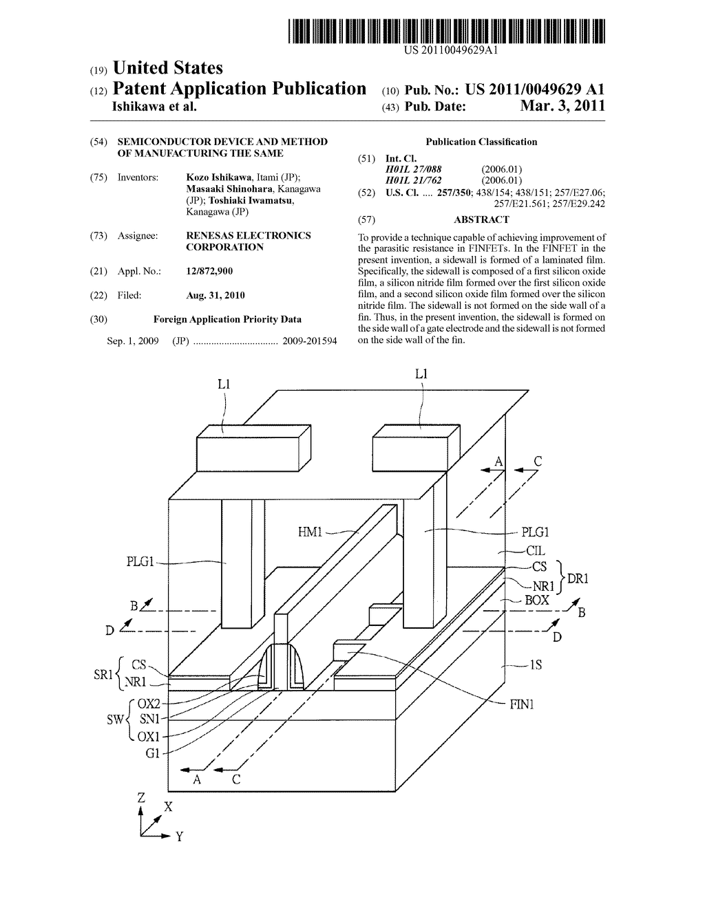 SEMICONDUCTOR DEVICE AND METHOD OF MANUFACTURING THE SAME - diagram, schematic, and image 01