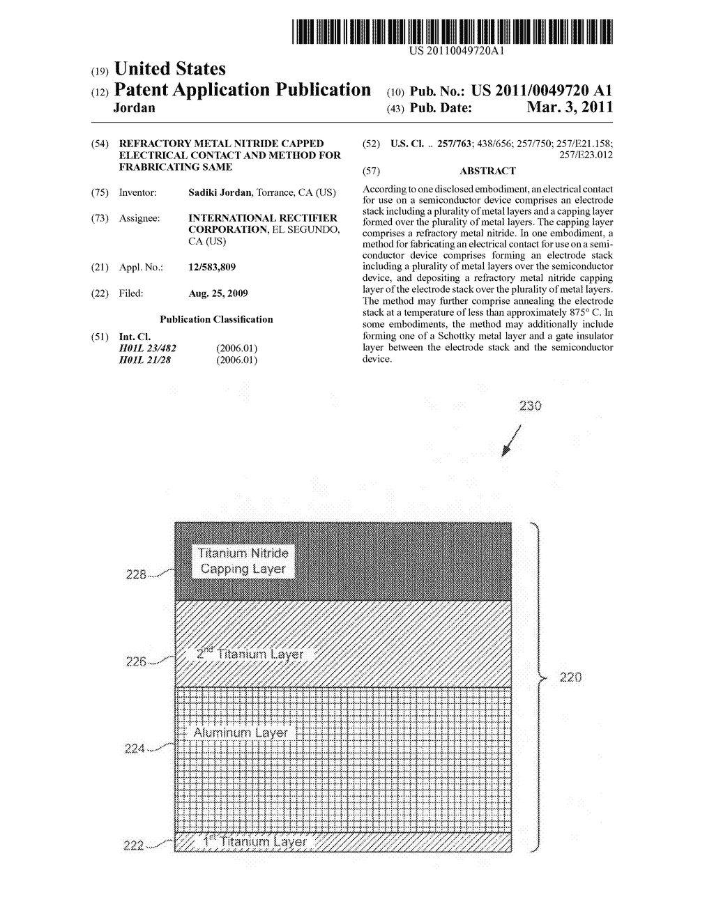 Refractory metal nitride capped electrical contact and method for frabricating same - diagram, schematic, and image 01