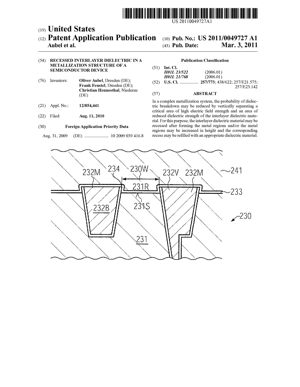 RECESSED INTERLAYER DIELECTRIC IN A METALLIZATION STRUCTURE OF A SEMICONDUCTOR DEVICE - diagram, schematic, and image 01