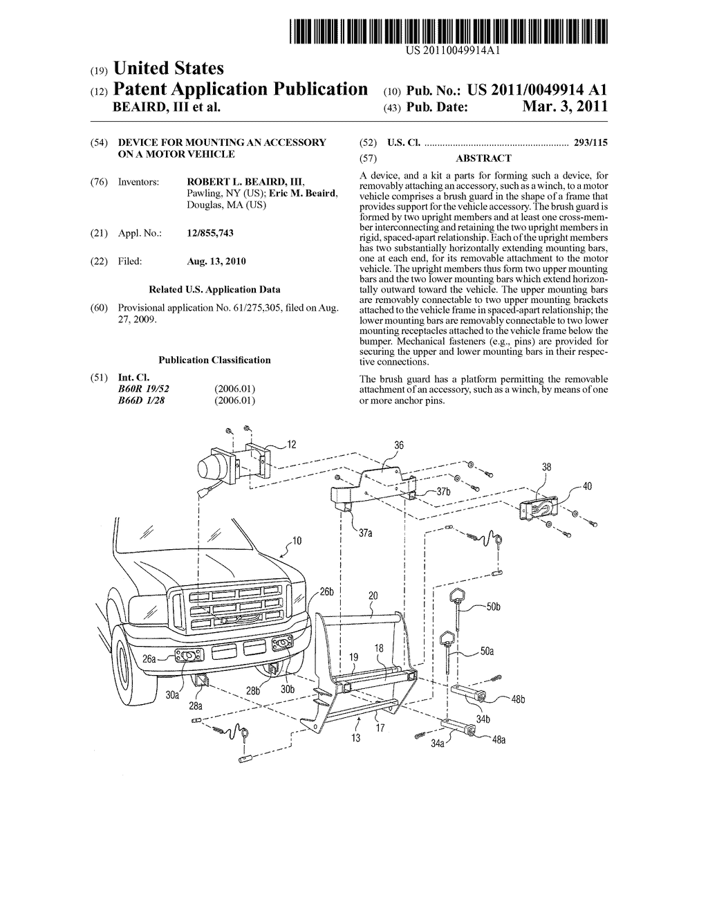 DEVICE FOR MOUNTING AN ACCESSORY ON A MOTOR VEHICLE - diagram, schematic, and image 01