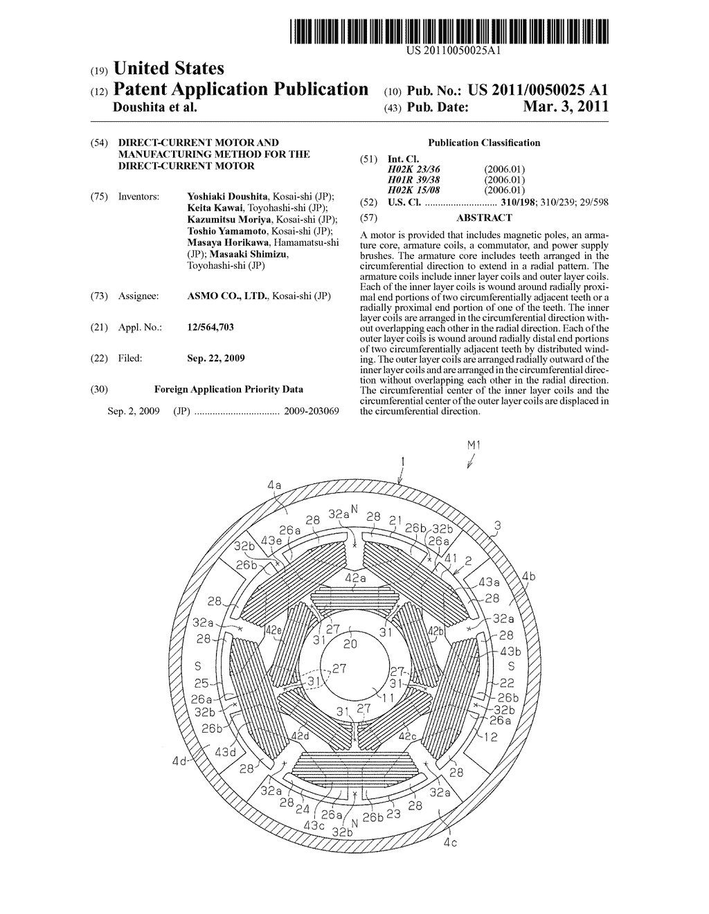 DIRECT-CURRENT MOTOR AND MANUFACTURING METHOD FOR THE DIRECT-CURRENT MOTOR - diagram, schematic, and image 01