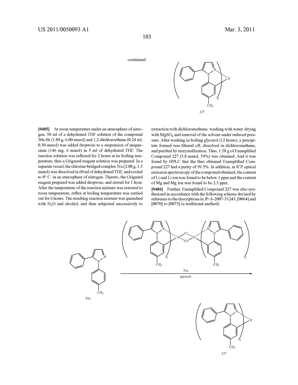 METHOD OF FORMING METAL COMPLEX COMPOUND, AND ORGANIC ELECTROLUMINESCENCE DEVICE - diagram, schematic, and image 105