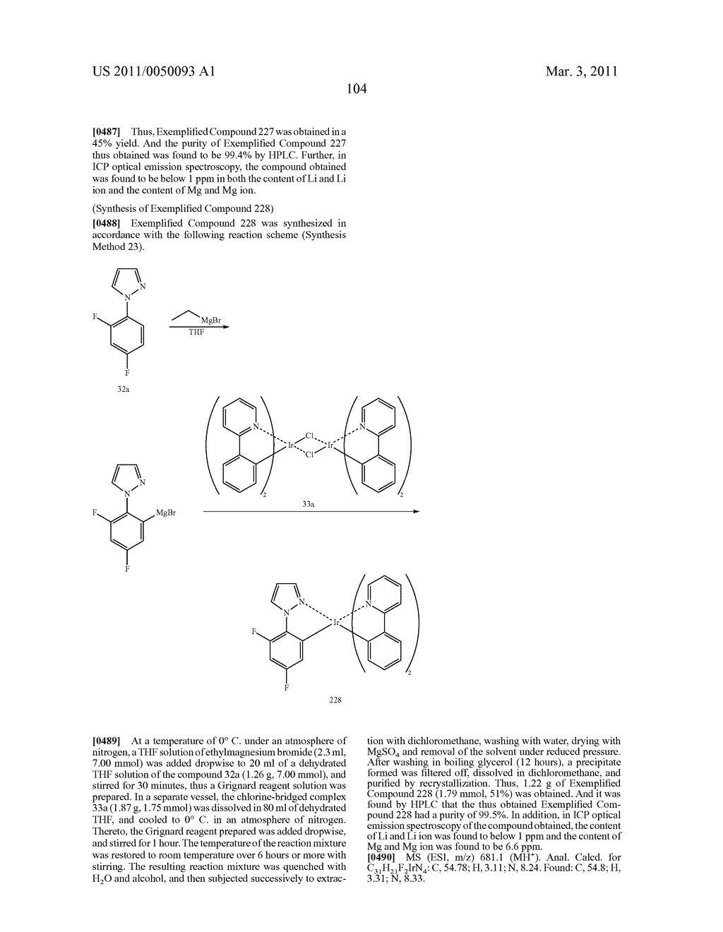 METHOD OF FORMING METAL COMPLEX COMPOUND, AND ORGANIC ELECTROLUMINESCENCE DEVICE - diagram, schematic, and image 106