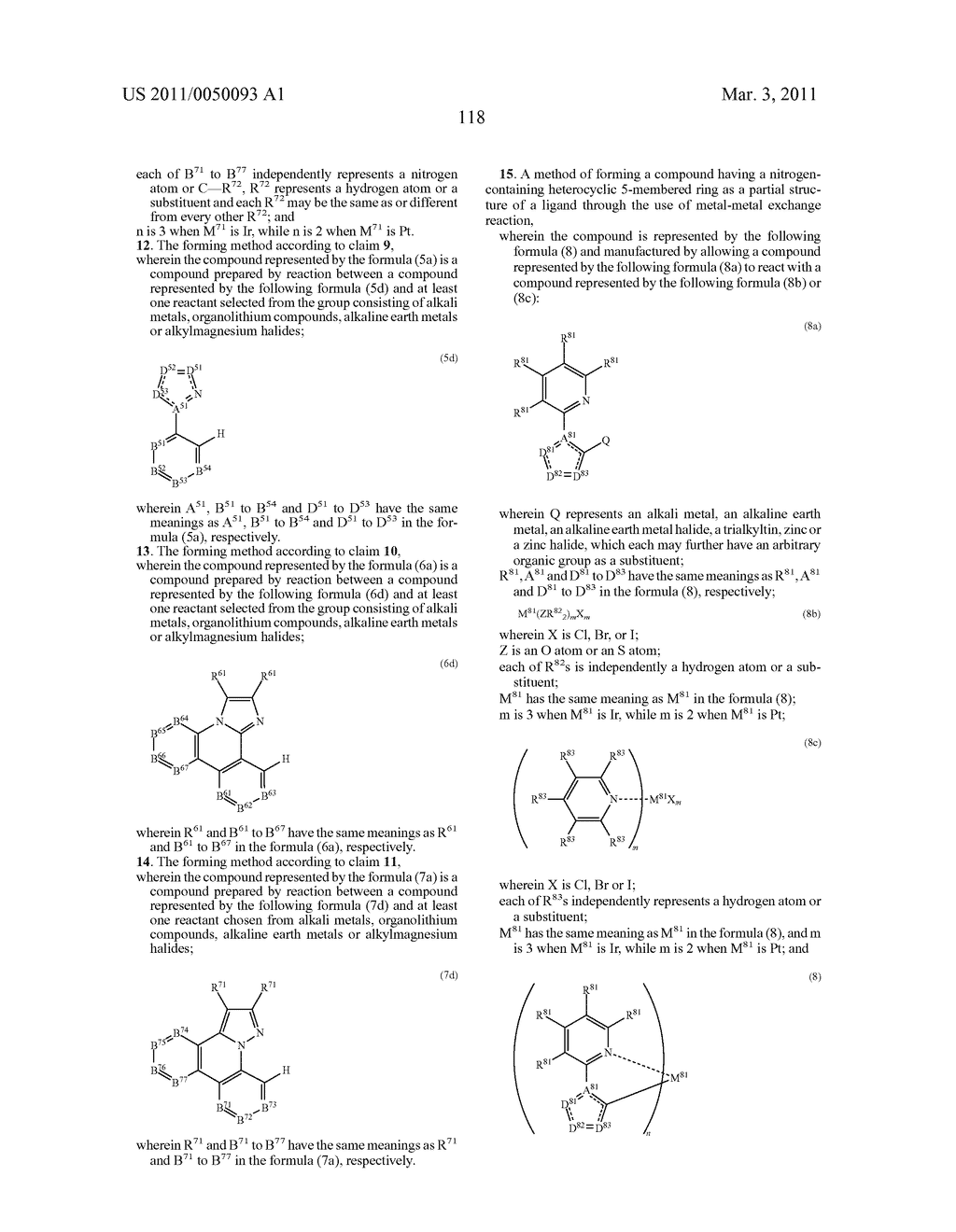 METHOD OF FORMING METAL COMPLEX COMPOUND, AND ORGANIC ELECTROLUMINESCENCE DEVICE - diagram, schematic, and image 120