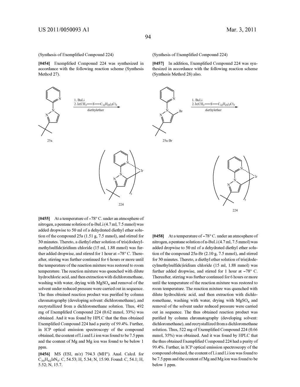 METHOD OF FORMING METAL COMPLEX COMPOUND, AND ORGANIC ELECTROLUMINESCENCE DEVICE - diagram, schematic, and image 96